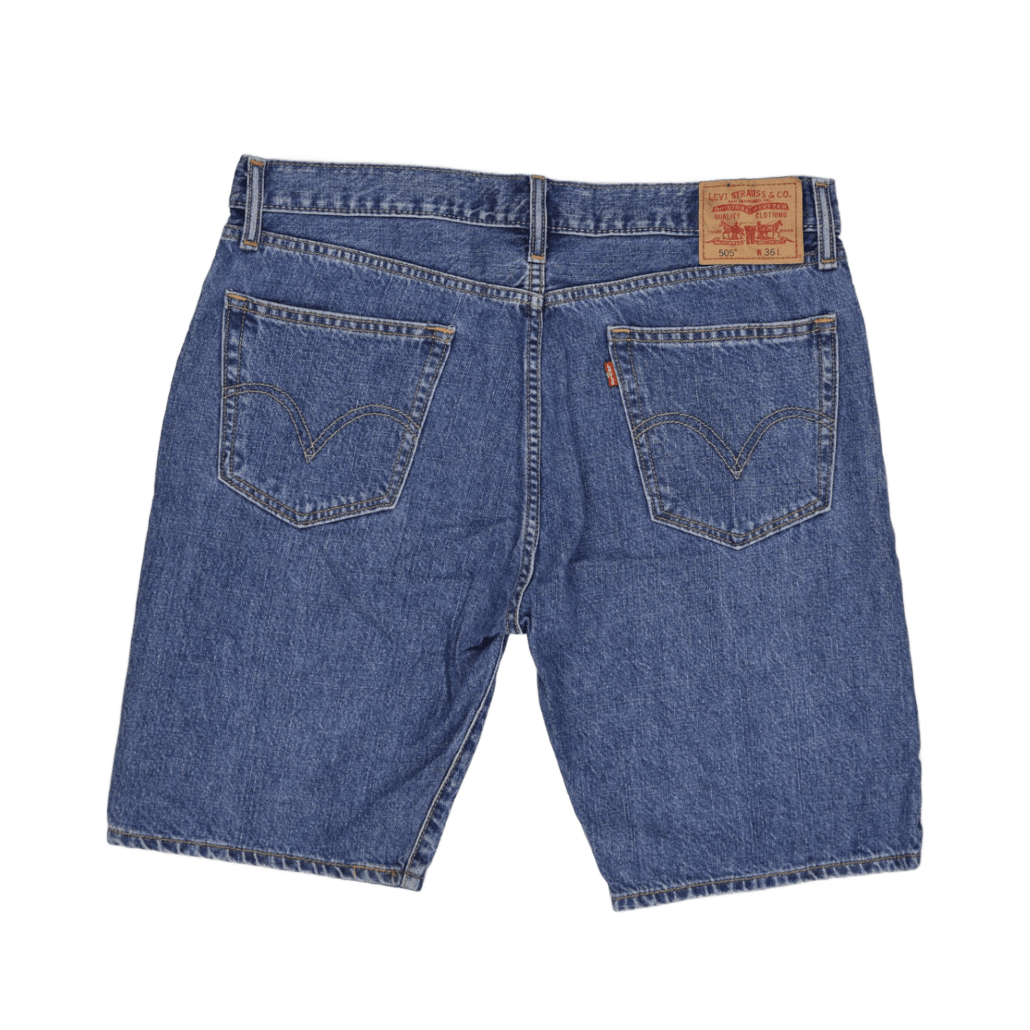 Levi's 505 Straight Fit Men's Denim Shorts Blue 36 Waist 11 Inch Inseam 100 Percent Cotton