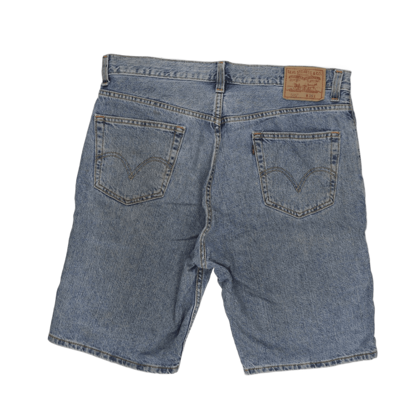 Levi's 505 Regular Fit Denim Shorts Blue W36 100 Percent Cotton Vintage Men's Clothing