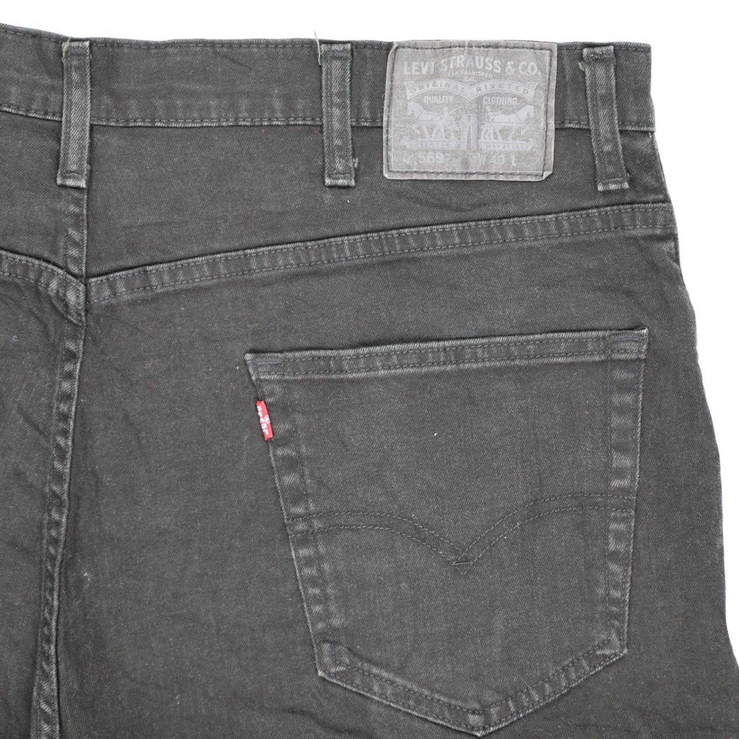 Levi's 569 Black Denim Relaxed Fit Shorts W40 Cotton