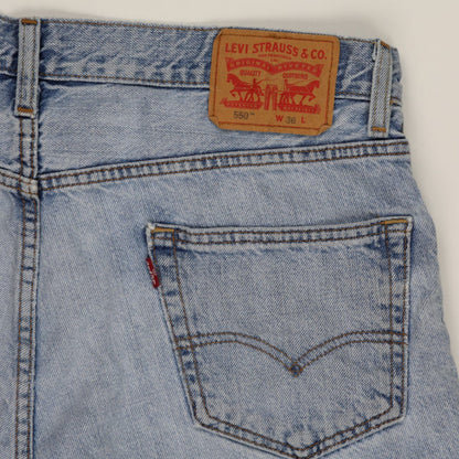Levi's 550 Vintage Light Blue Denim Shorts W36 9 Inch Inseam Cotton