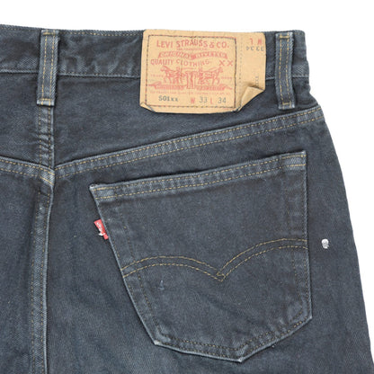 Levi's 501xx Vintage Black Denim Shorts W33 L34 100% Cotton