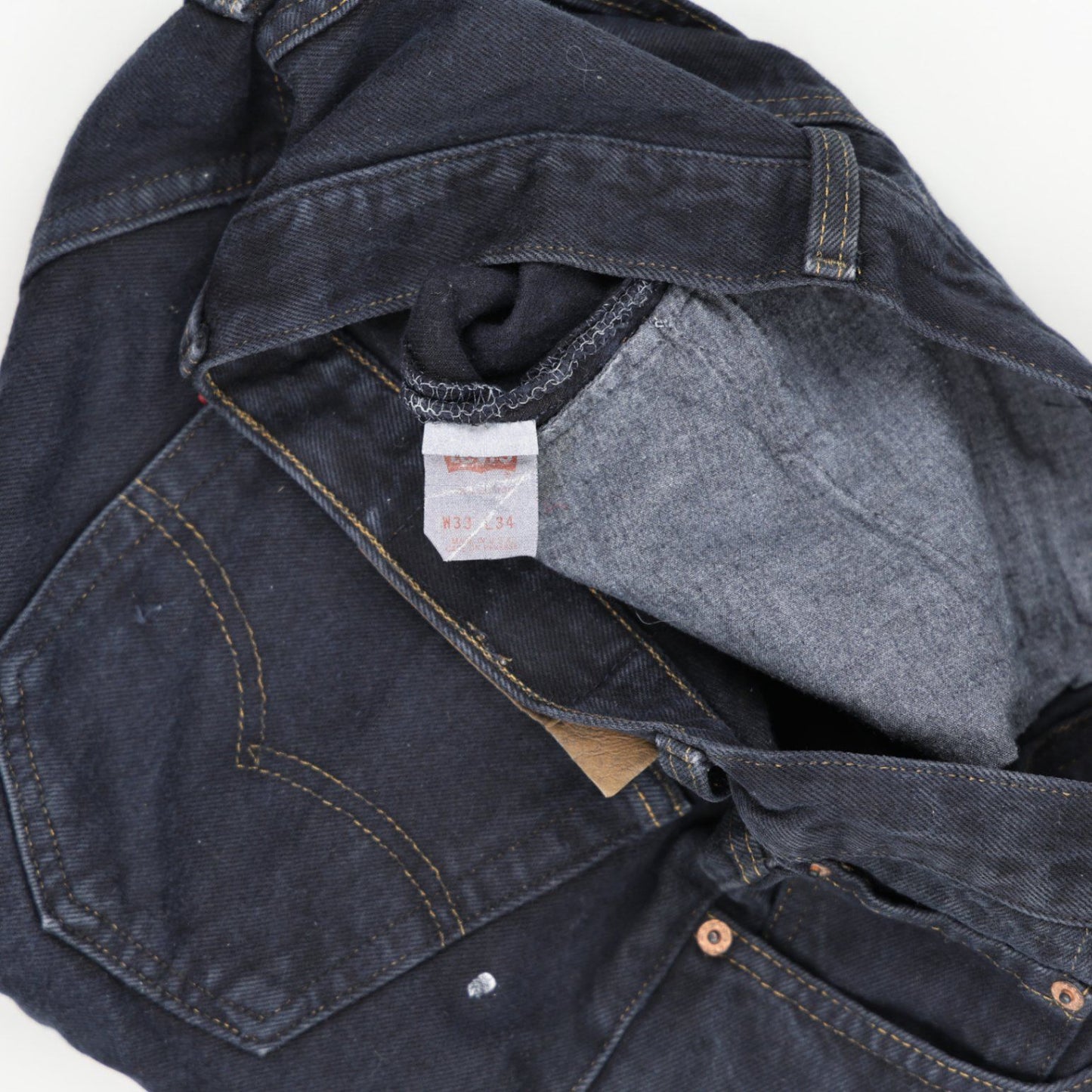 Levi's 501xx Vintage Black Denim Shorts W33 L34 100% Cotton