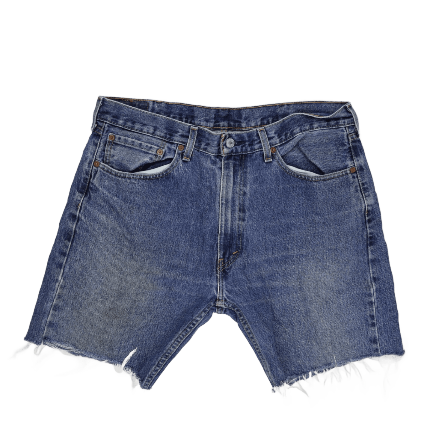 Levi's 505 Vintage Blue Denim Shorts W38 L30 Cotton Distressed