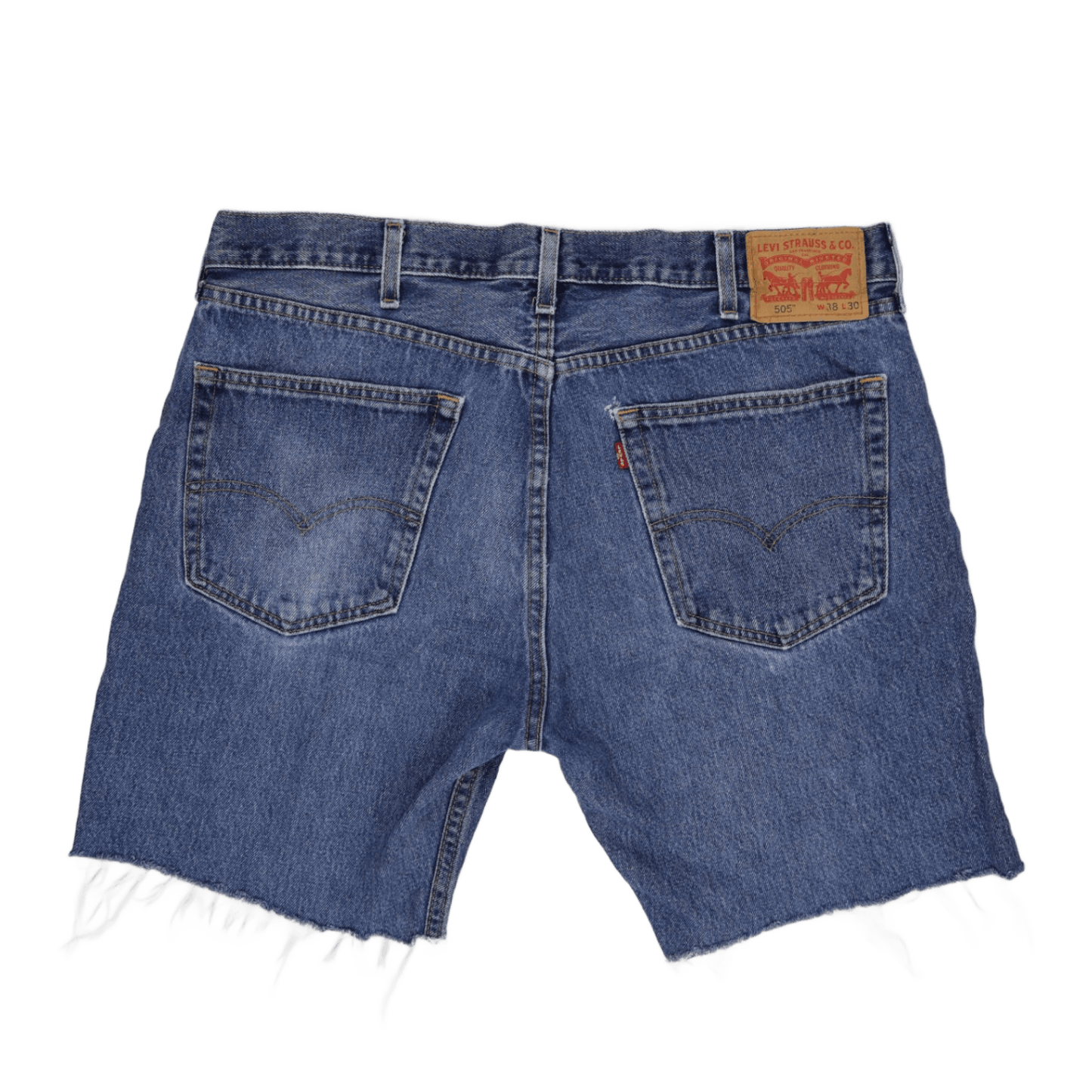 Levi's 505 Vintage Blue Denim Shorts W38 L30 Cotton Distressed