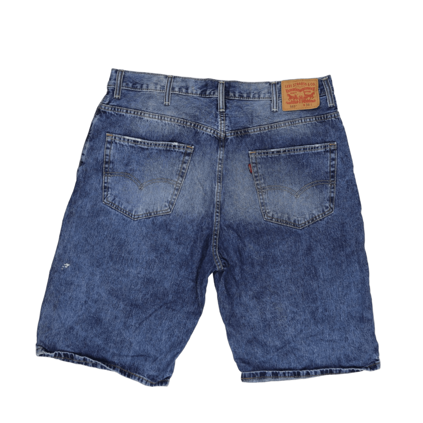 Levi's 569 Loose Straight Fit Denim Shorts Blue W38 L 100 Cotton Vintage Used Good