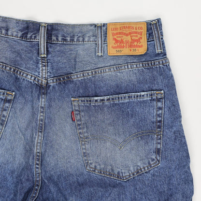 Levi's 569 Loose Straight Fit Denim Shorts Blue W38 L 100 Cotton Vintage Used Good