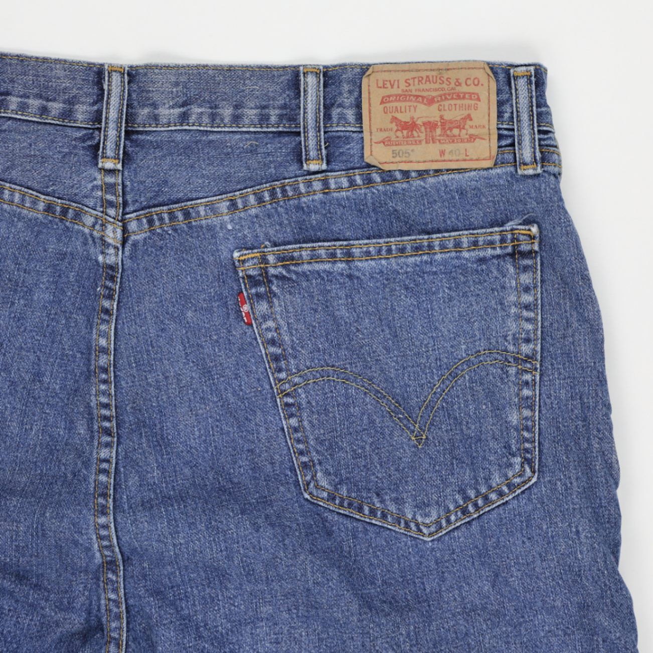Levi's 505 Straight Fit Denim Shorts Blue W40 100% Cotton Vintage