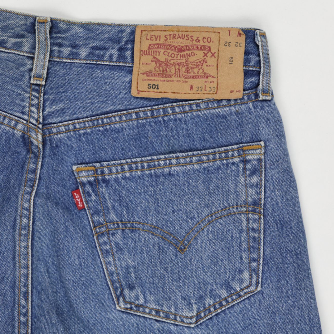 LEVI'S 501 Vintage Denim Shorts Blue W32 L32 Cotton Used Very Good