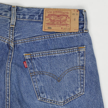 LEVI'S 501 Vintage Denim Shorts Blue W32 L32 Cotton Used Very Good