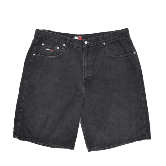 Tommy Hilfiger Jeans Black Denim Shorts W34 Cotton Vintage Style