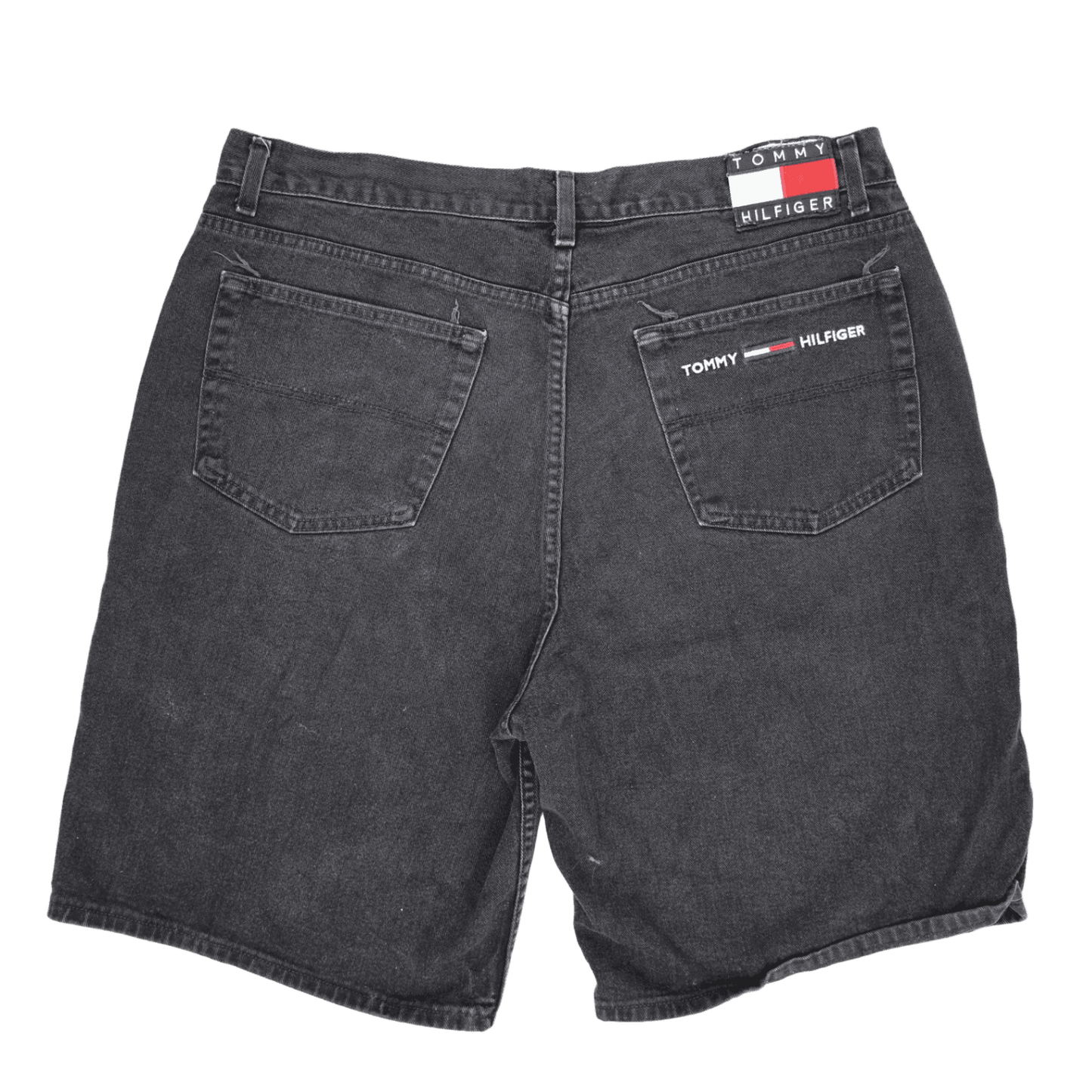 Tommy Hilfiger Jeans Black Denim Shorts W34 Cotton Vintage Style