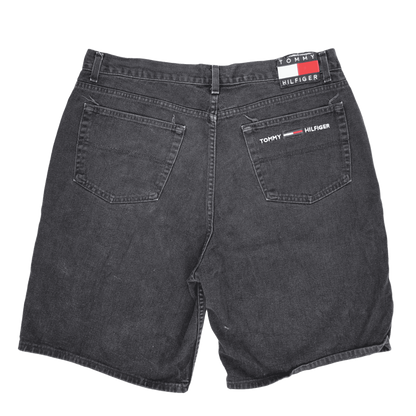 Tommy Hilfiger Jeans Black Denim Shorts W34 Cotton Vintage Style