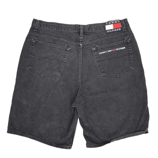 Tommy Hilfiger Jeans Black Denim Shorts W34 Cotton Vintage Style