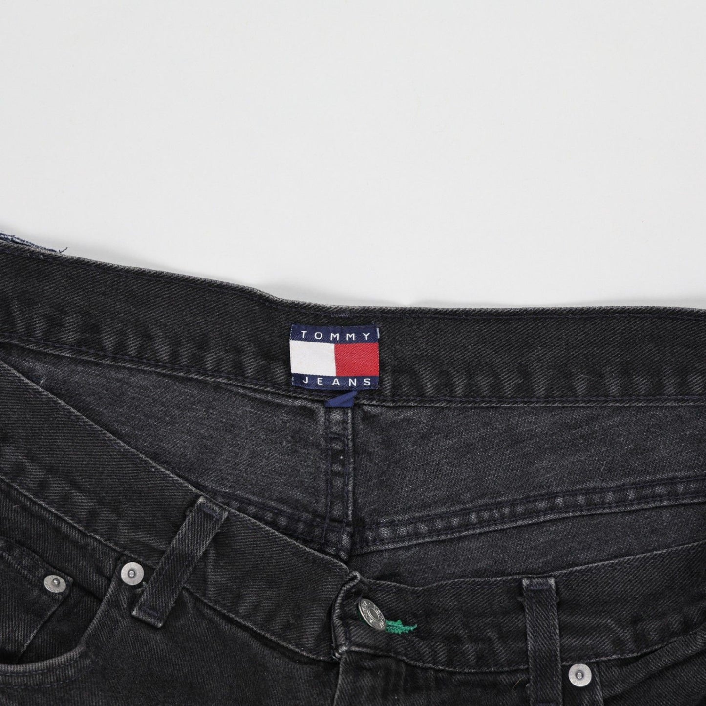 Tommy Hilfiger Jeans Black Denim Shorts W34 Cotton Vintage Style