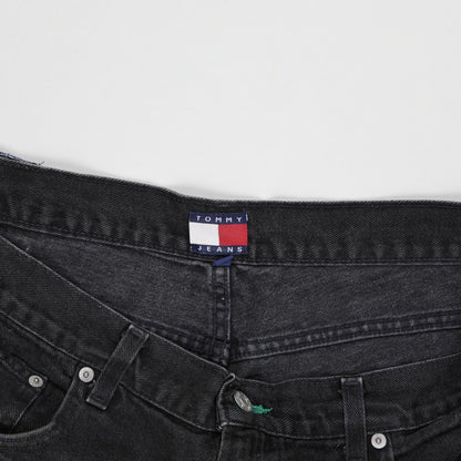 Tommy Hilfiger Jeans Black Denim Shorts W34 Cotton Vintage Style