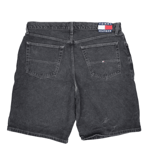 Tommy Jeans Vintage Black Denim Shorts Size 40 XL Cotton Denim