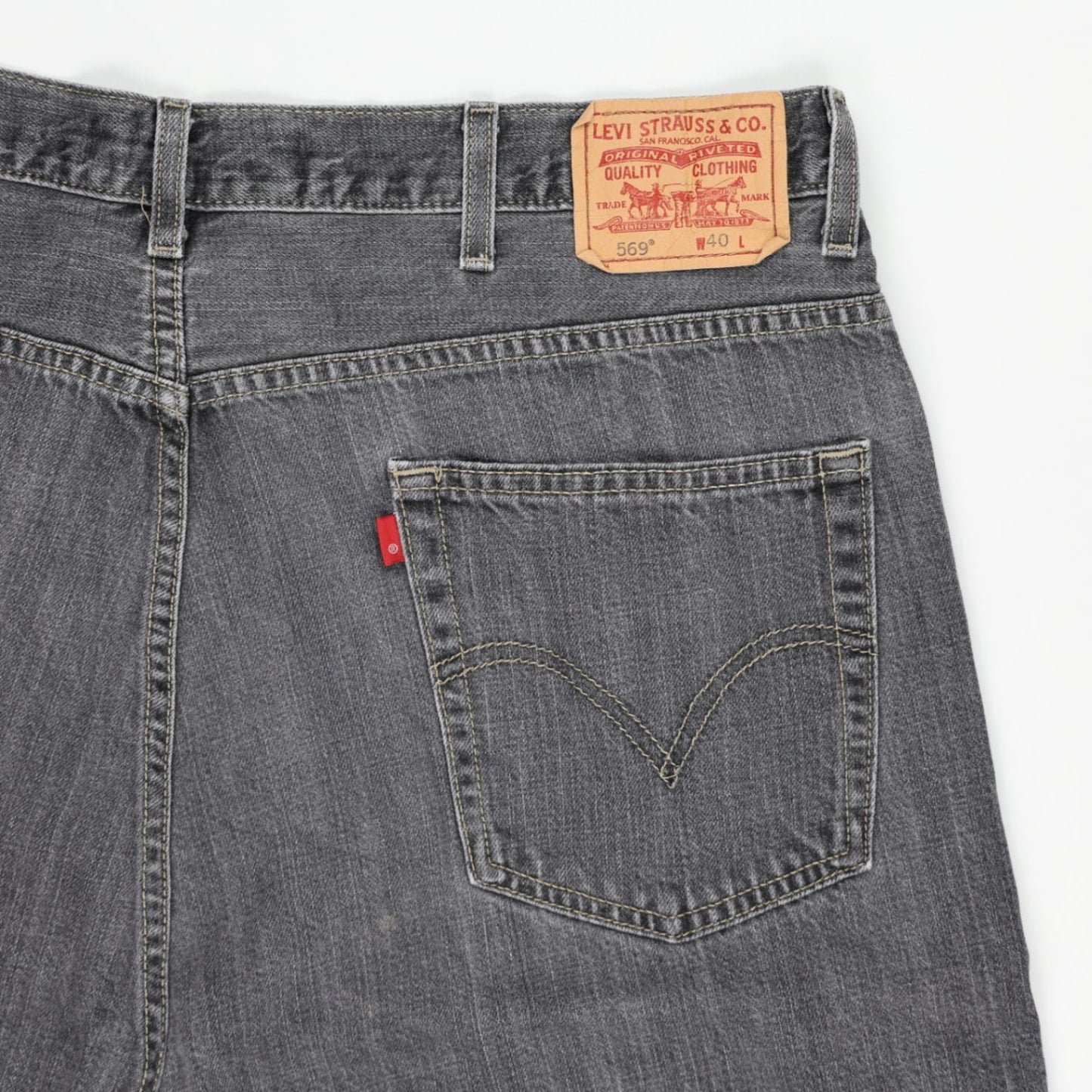 Levi's 569 Loose Fit Denim Shorts Charcoal Grey W40 100 Percent Cotton