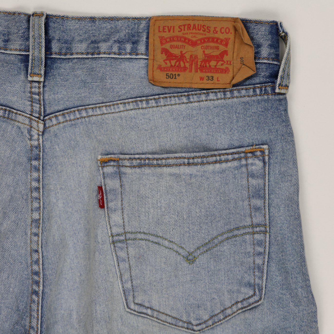 Levi's 501 Classic Light Blue Denim Shorts W33 100% Cotton