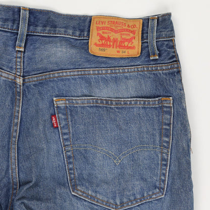 Levi's 569 Loose Fit Denim Shorts Blue W34 100 Cotton Vintage