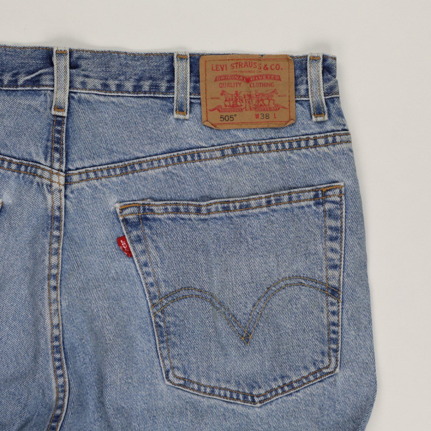 Levi's 505 Regular Fit Denim Shorts Light Blue W38 L Vintage 100 Cotton