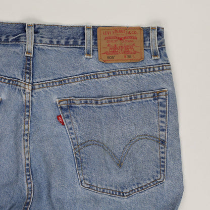 Levi's 505 Regular Fit Denim Shorts Light Blue W38 L Vintage 100 Cotton