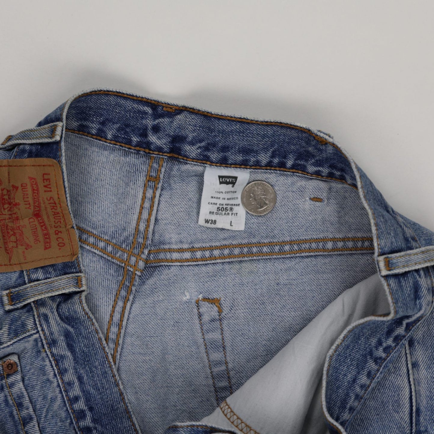 Levi's 505 Regular Fit Denim Shorts Light Blue W38 L Vintage 100 Cotton