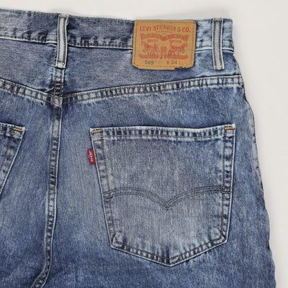 Levi's 569 Men's Relaxed Fit Blue Denim Shorts W34 Cotton Vintage