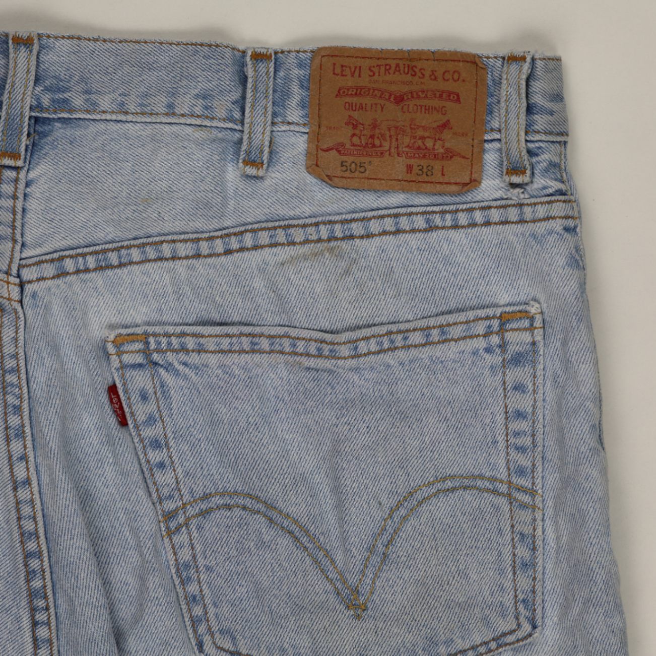 Levi's 505 Vintage Light Blue Denim Shorts W38 L 100 Cotton