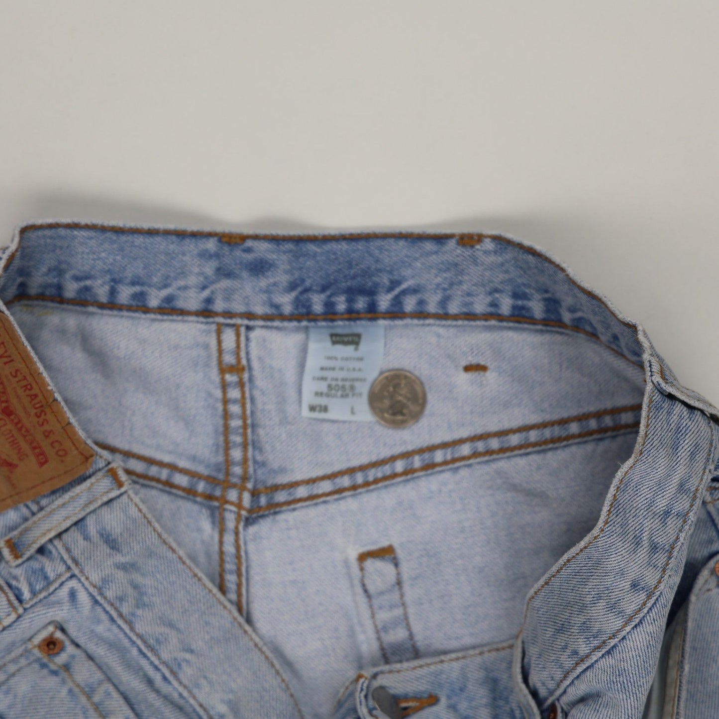 Levi's 505 Vintage Light Blue Denim Shorts W38 L 100 Cotton
