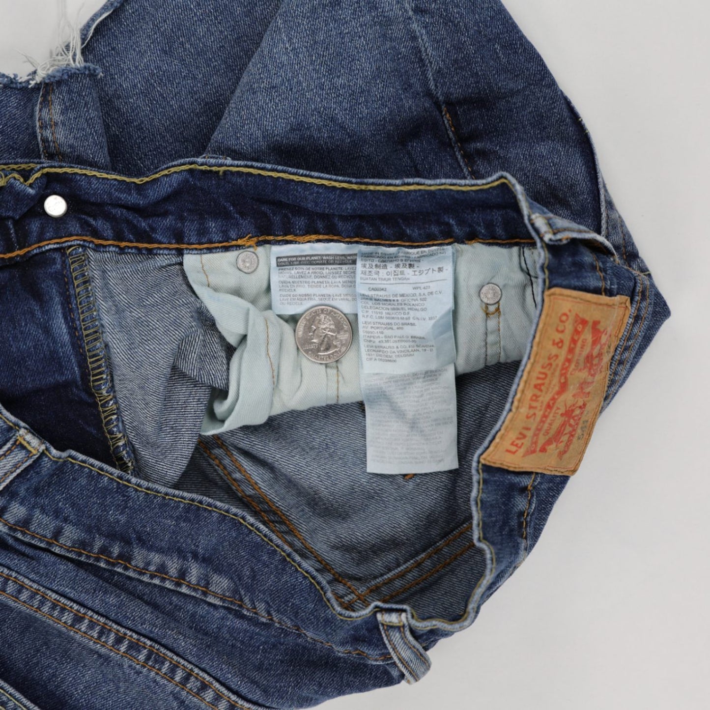 Levi's 541 Vintage High Rise Blue Denim Cut Off Shorts W32 UK 14 Cotton