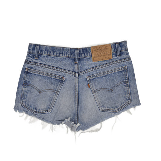 Levi's Blue Vintage Distressed High Waisted Denim Shorts W33 Cotton Denim