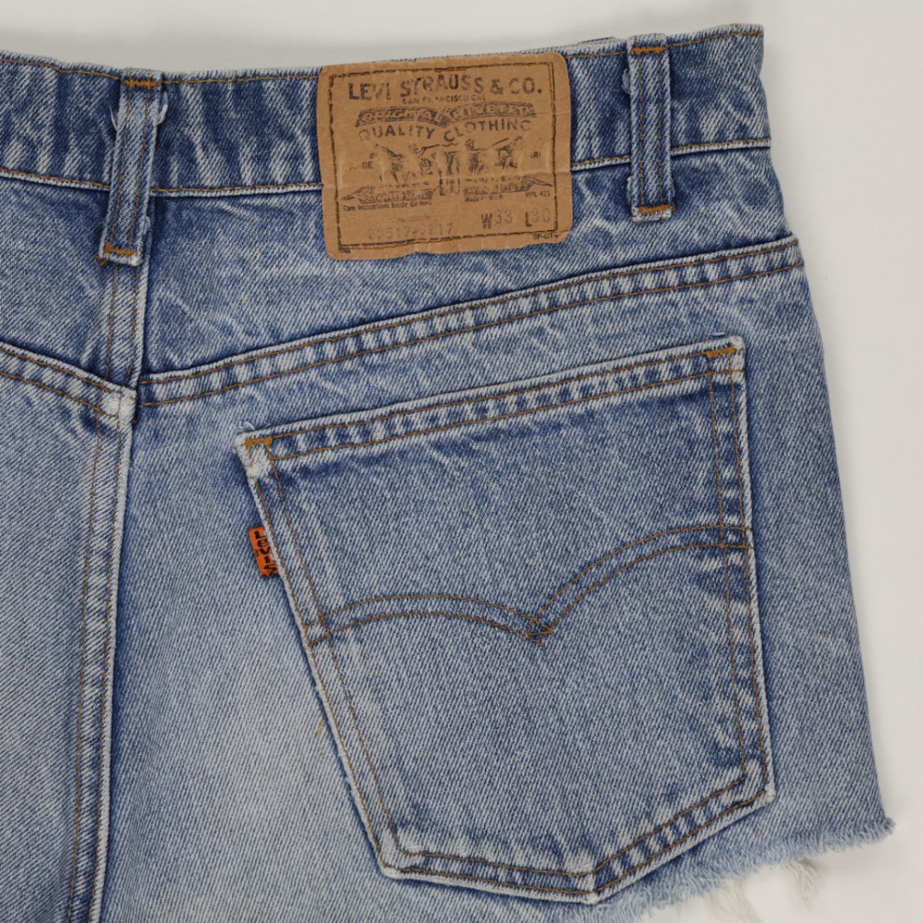 Levi's Blue Vintage Distressed High Waisted Denim Shorts W33 Cotton Denim