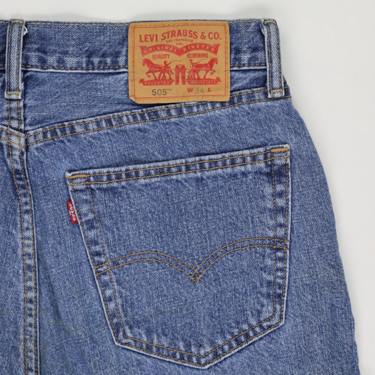 Levi's 505 Classic Blue Denim Shorts W34 Cotton Vintage Style