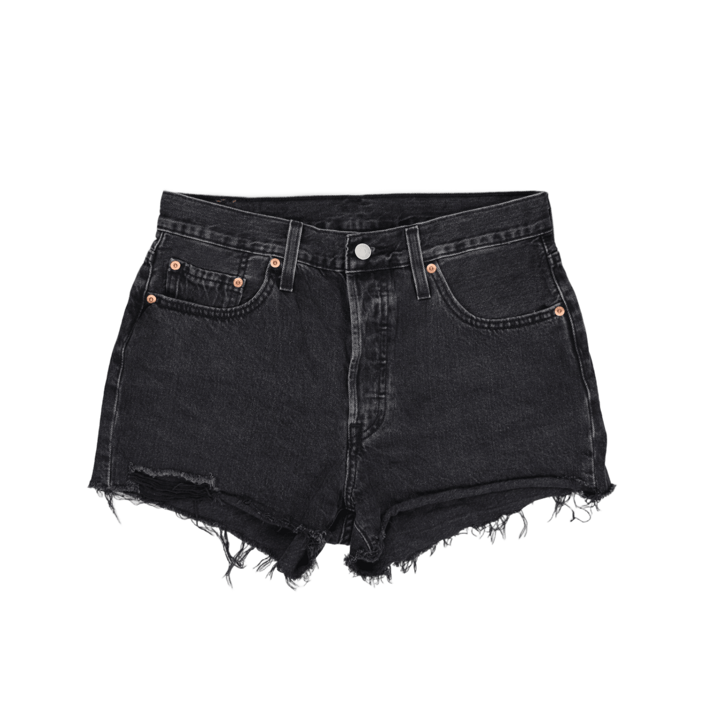 Levi's 501 Women's Black Denim High Waist Shorts W27 L27 100% Cotton Vintage Distressed Hem