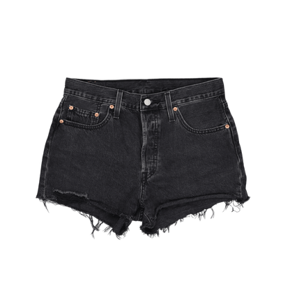 Levi's 501 Women's Black Denim High Waist Shorts W27 L27 100% Cotton Vintage Distressed Hem