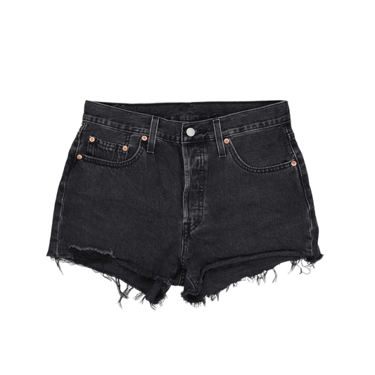 Levi's 501 Women's Black Denim High Waist Shorts W27 L27 100% Cotton Vintage Distressed Hem
