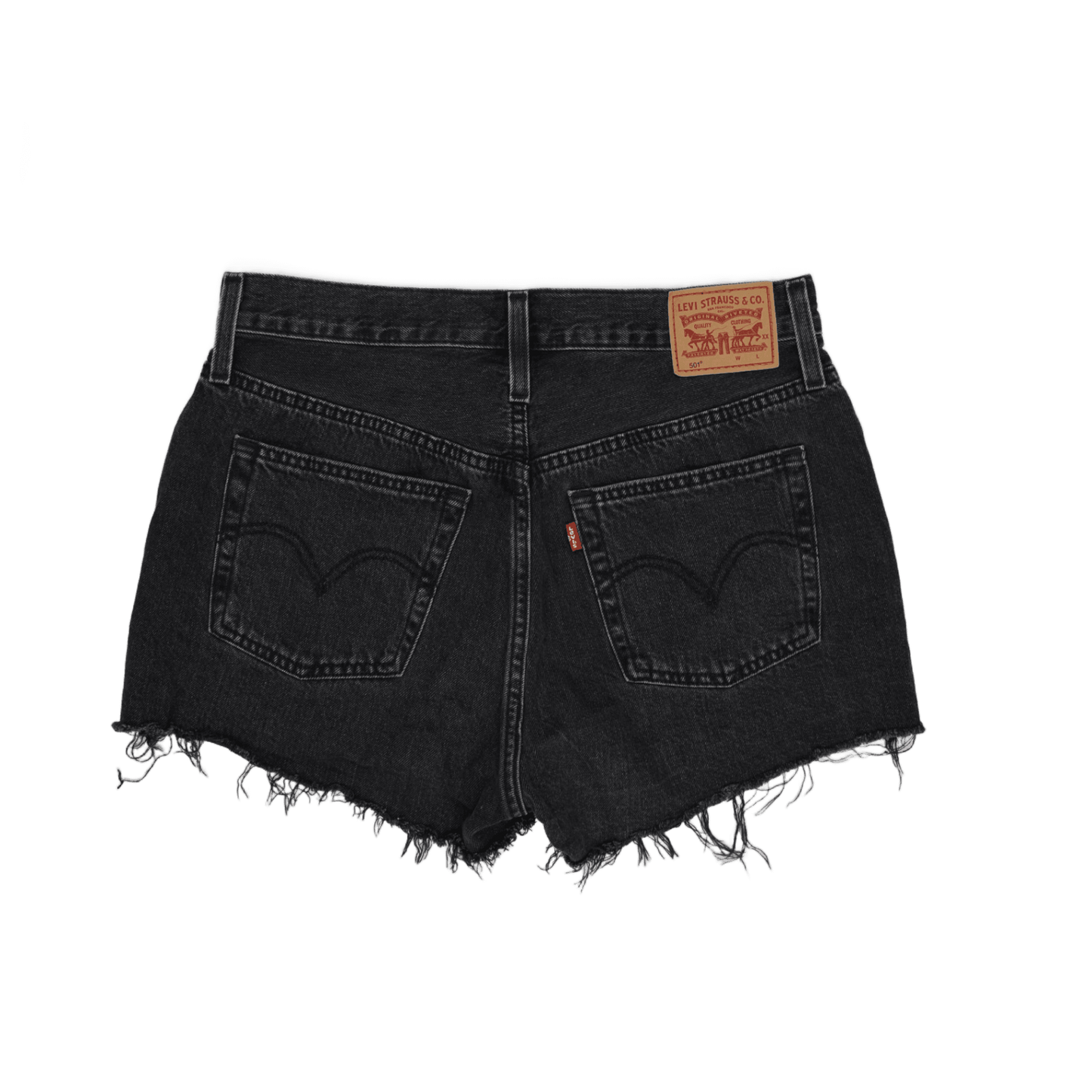 Levi's 501 Women's Black Denim High Waist Shorts W27 L27 100% Cotton Vintage Distressed Hem
