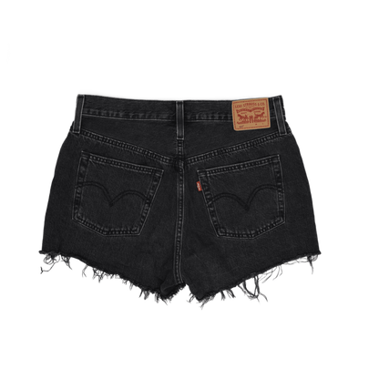 Levi's 501 Women's Black Denim High Waist Shorts W27 L27 100% Cotton Vintage Distressed Hem
