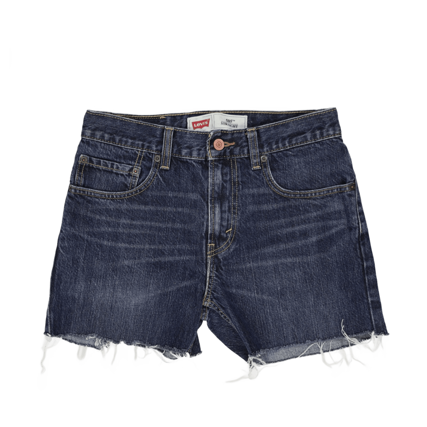 Levi's 505 High Rise Cut Off Distressed Denim Shorts Classic Blue Size 16 REG 100% Cotton