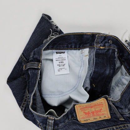 Levi's 505 High Rise Cut Off Distressed Denim Shorts Classic Blue Size 16 REG 100% Cotton