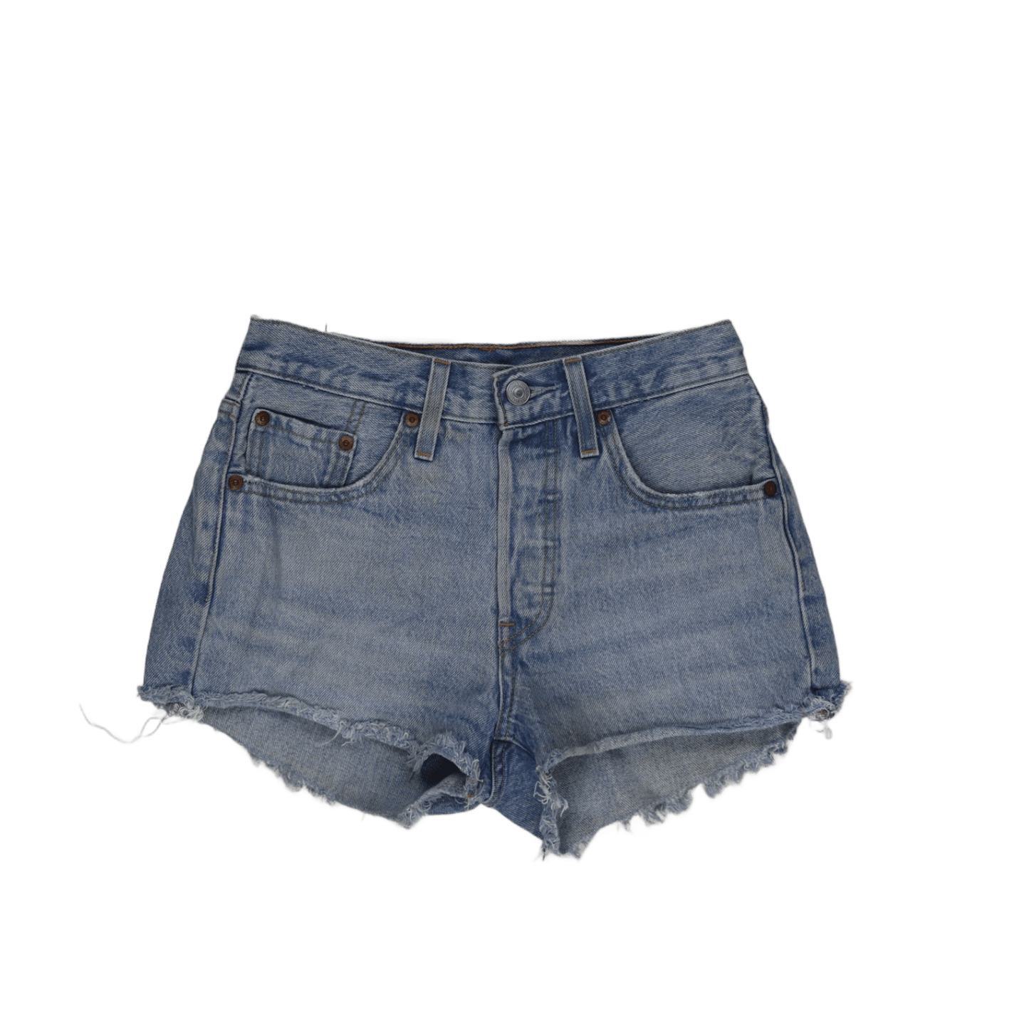 Levi's 501 Vintage High-Waisted Cut Off Denim Shorts Light Blue W28 100% Cotton