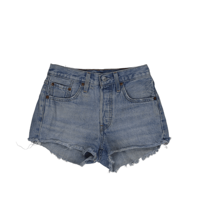 Levi's 501 Vintage High-Waisted Cut Off Denim Shorts Light Blue W28 100% Cotton