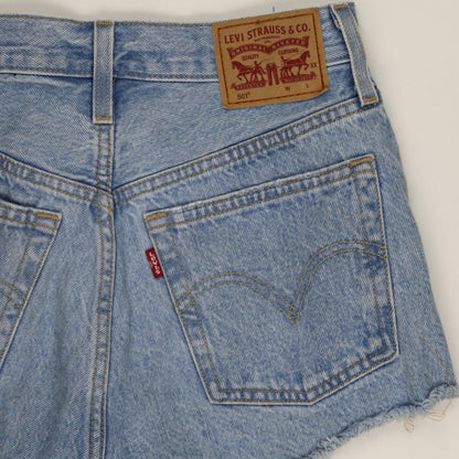 Levi's 501 Vintage High-Waisted Cut Off Denim Shorts Light Blue W28 100% Cotton
