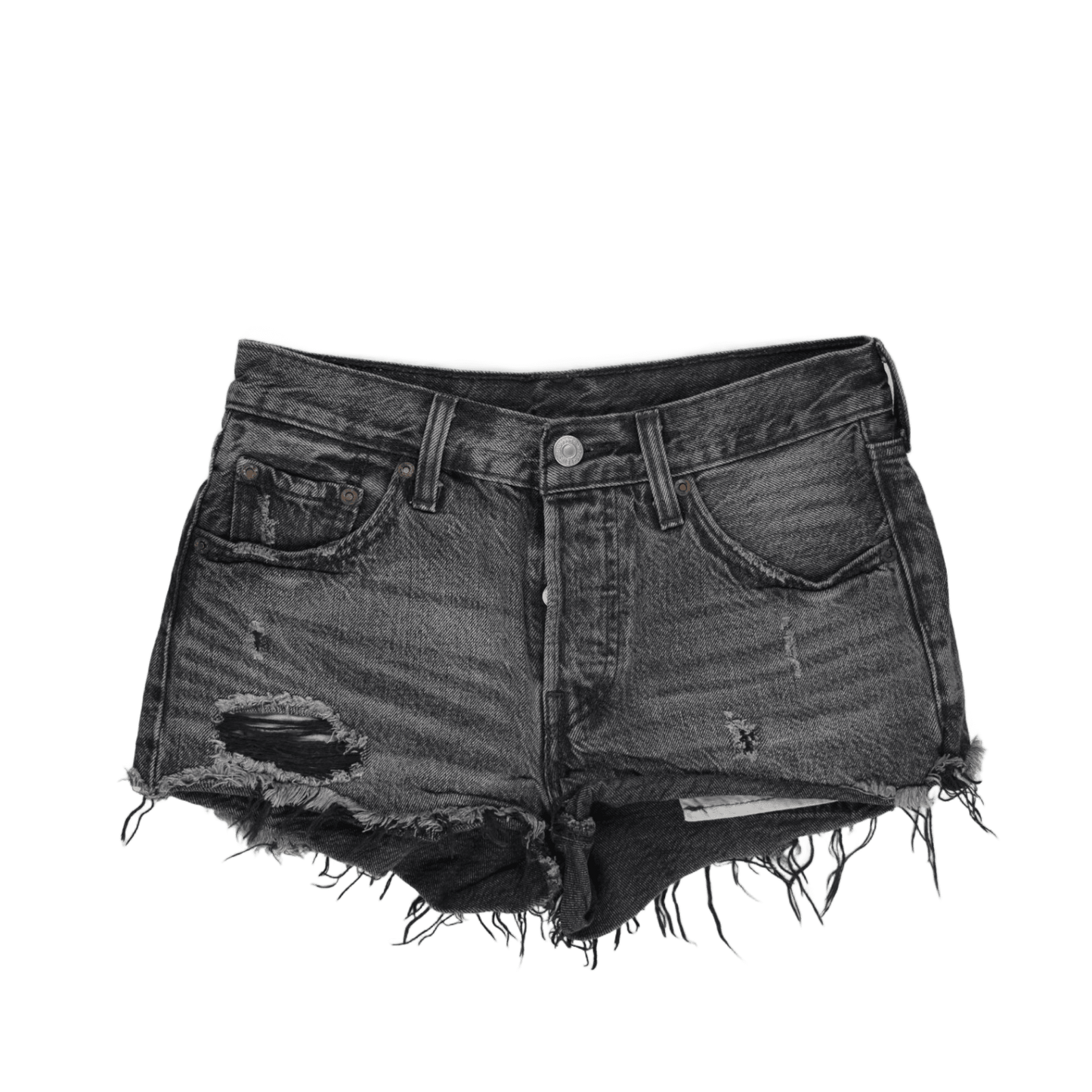 Levi's Black Distressed High Waisted Cut Off Shorts W28 Cotton Denim Vintage