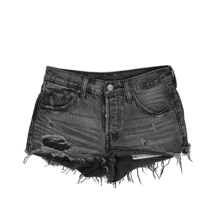 Levi's Black Distressed High Waisted Cut Off Shorts W28 Cotton Denim Vintage