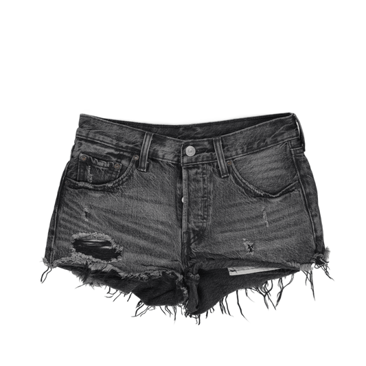 Levi's Black Distressed High Waisted Cut Off Shorts W28 Cotton Denim Vintage