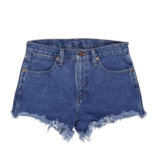 Wrangler Vintage High Waist Blue Denim Shorts Women Size 12 7 Inch Inseam Cotton