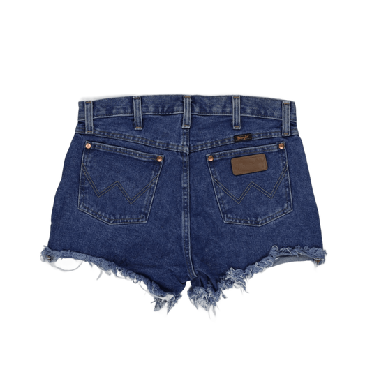Wrangler Vintage High Waist Blue Denim Shorts Women Size 12 7 Inch Inseam Cotton