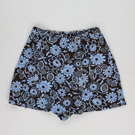 Vintage Wrangler High Waisted Shorts Floral Print Blue Brown Size 12 Cotton