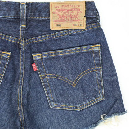 Levi's 501 High-Waisted Cut-Off Denim Shorts Blue W27 L34 100% Cotton
